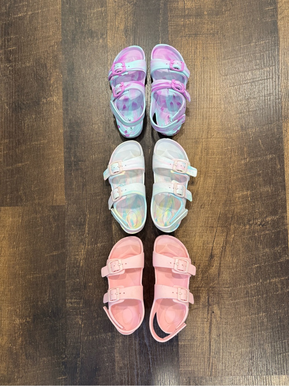 Cat & Jack girls noa footbed sandals set of 3 open toe double straps